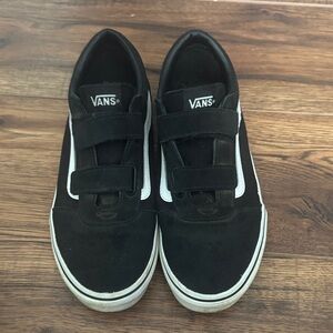 Vans Classic Black and White Velcro Shoes Youth